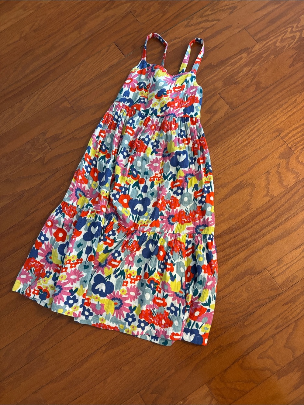 Girls' Floral Sleeveless Tiered Dress - Multicolor
